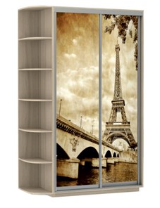 Шкаф 2-х створчатый Хит, 1500x600x2200, фотопечать, со стеллажом, париж, шимо светлый в Йошкар-Оле