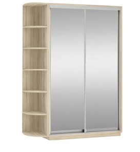 Шкаф 2-х створчатый Экспресс (2 зеркала), со стеллажом 1700x600x2400, дуб сонома в Йошкар-Оле