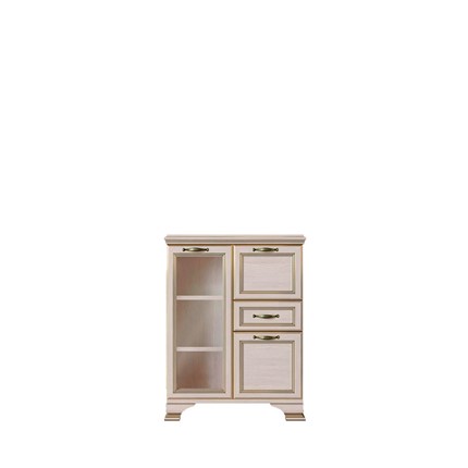 Низкий шкаф (1 стеклодверь) Сиена, Бодега белый / патина золото в Йошкар-Оле - изображение