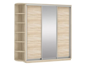 Шкаф 3-х дверный Экспресс (ДСП/Зеркало/ДСП) со стеллажом, 2400х600х2200, дуб сонома в Йошкар-Оле