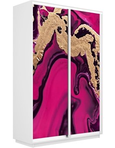 Шкаф 2-дверный Экспресс 1600x600x2200, Абстракция розовая/белый снег в Йошкар-Оле