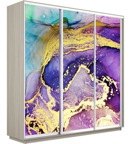 Шкаф 3-х створчатый Экспресс 1800х600х2200, Абстракция фиолетово-золотая/шимо светлый в Йошкар-Оле