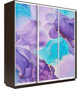 Шкаф 3-х створчатый Экспресс 2100х450х2400, Абстракция фиолетовая/венге в Йошкар-Оле