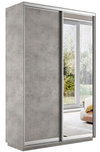 Шкаф 2-створчатый Экспресс (ДСП/Зеркало) 1400х450х2400, бетон в Йошкар-Оле