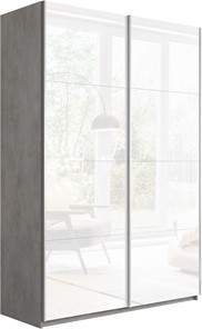 Шкаф Прайм (Белое стекло/Белое стекло) 1200x570x2300, бетон в Йошкар-Оле