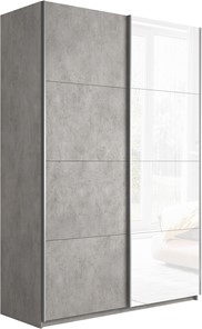 Шкаф 2-х дверный Прайм (ДСП/Белое стекло) 1400x570x2300, бетон в Йошкар-Оле