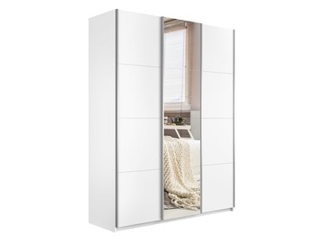 Шкаф 3-дверный Широкий Прайм (2 ДСП / Зеркало) 2400x570x2300, Белый снег в Йошкар-Оле