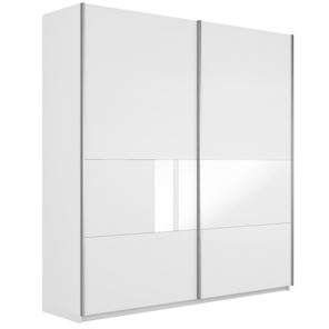 Шкаф 2-дверный Широкий Прайм (ДСП / Белое стекло) 2200x570x2300, Белый снег в Йошкар-Оле
