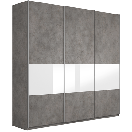 Шкаф Широкий Прайм (ДСП / Белое стекло) 2400x570x2300, Бетон в Йошкар-Оле - изображение