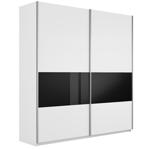 Шкаф 2-створчатый Широкий Прайм (ДСП / Черное стекло) 2200x570x2300, Белый снег в Йошкар-Оле - предосмотр