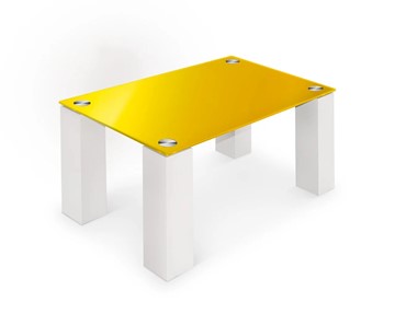 Журнальный столик Колизей-8, белый/желтое стекло в Йошкар-Оле