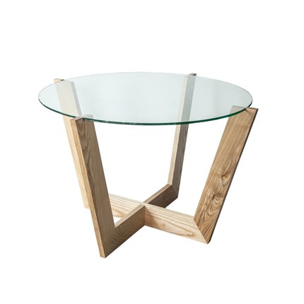 Круглый столик Оникс-10, Натуральный массив/Прозрачное стекло в Йошкар-Оле - изображение