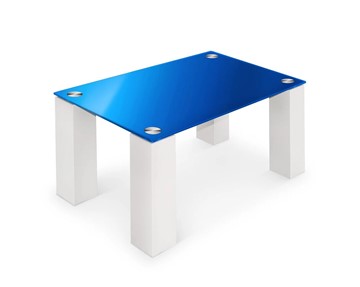 Журнальный столик Колизей-8, белый/синее стекло в Йошкар-Оле