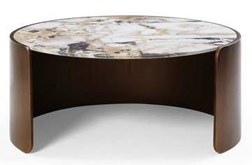 Журнальный стол CT3095CL (D90) белая керамика /бронзовый в Йошкар-Оле