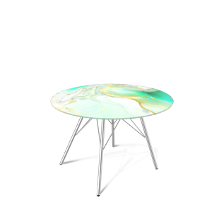 Круглый столик SHT-S37 / SHT-TT32 60 стекло/МДФ (лазурно голубой/хром лак) в Йошкар-Оле