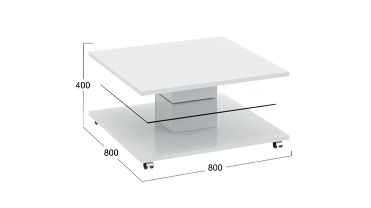 Журнальный квадратный стол Diamond тип 1 (Белый глянец) в Йошкар-Оле - изображение 1