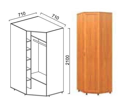 Угловой шкаф Александра-1, ПР-1, шимо светлый, МДФ с кожзамом в Йошкар-Оле - изображение