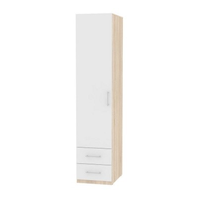 Шкаф одностворчатый Риал (H20) 198х45х45 ручка рейлинг, Белый/ДСС в Йошкар-Оле - изображение