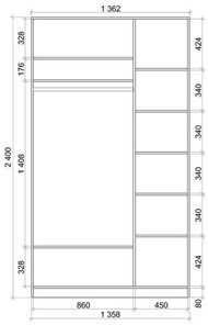 Шкаф двухдверный 2400х1362х620 с двумя зеркалами ХИТ 24-14-55 Венге Аруба в Йошкар-Оле - предосмотр 2