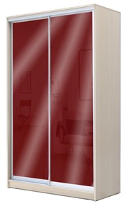 Шкаф 2-х дверный 2200х1200х420 с цветным стеклом ХИТ 22-4-12/2-22 Бургунд 312, Дуб млечный в Йошкар-Оле