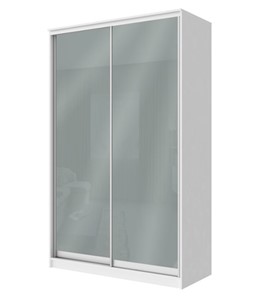 Шкаф 2-х дверный Хит-22-12-22 с цветным стеклом, средне-серый 074, Белый корпус в Йошкар-Оле