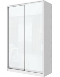 Шкаф 2-х створчатый Хит-22-4-12-22 с цветным стеклом, белое №10, Белый корпус в Йошкар-Оле