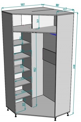Угловой распашной шкаф Лофт H131, ЯШТ-ЯШС в Йошкар-Оле - изображение 1