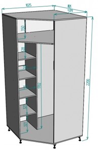 Распашной шкаф угловой Лофт H132, ДМ в Йошкар-Оле - предосмотр 1