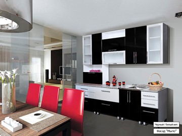 Готовая прямая кухня Мыло 224 2600, цвет Черный/Белый металлик в Йошкар-Оле