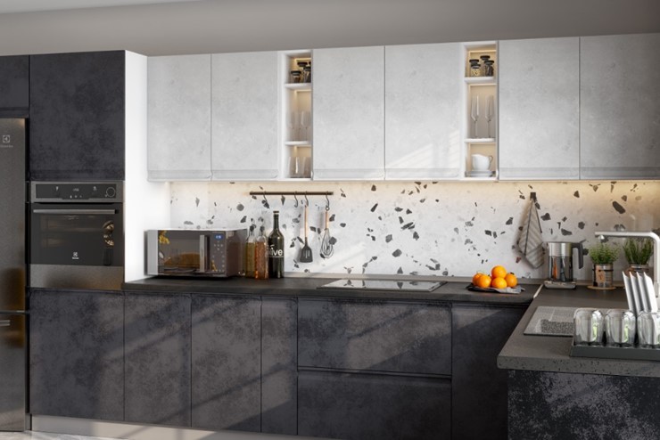 Модульная кухня Вельвет, бетон графит/бетон снежный в Йошкар-Оле - изображение 2