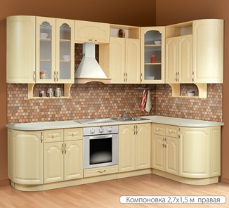 Угловая кухня Классика 2700х1500, цвет Дуб беленый в Йошкар-Оле