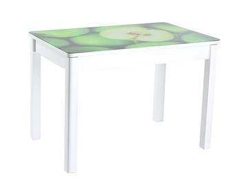 Кухонный раскладной стол Айсберг-01 СТФ, белое лдсп/зеленые яблоки/40 прямые массив белые в Йошкар-Оле