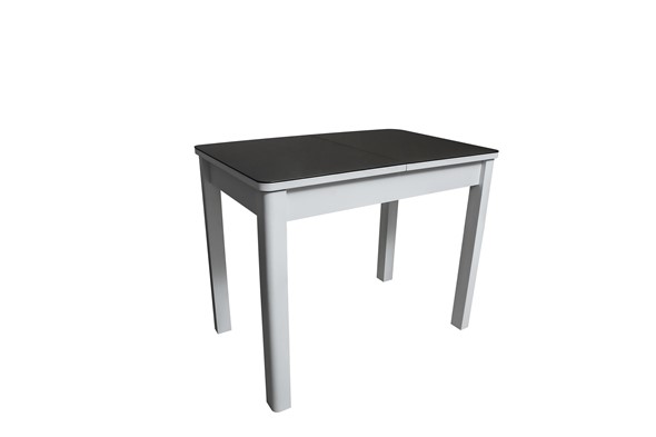 Кухонный раздвижной стол Айсберг-2СТ белое/черное/прямые массив в Йошкар-Оле - изображение