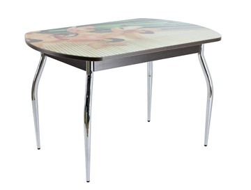 Обеденный стол ПГ-04 СТФ, венге/бамбук/35 хром гнутые в Йошкар-Оле