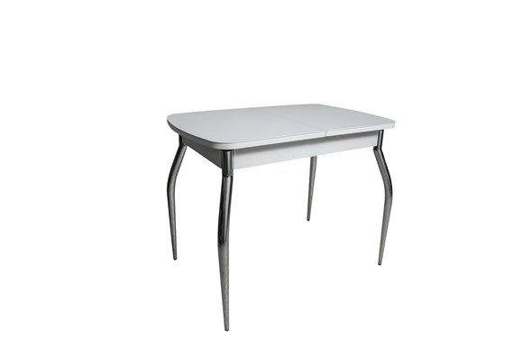 Обеденный раздвижной стол ПГ-01СТ белое/белое/хром фигурные в Йошкар-Оле - изображение