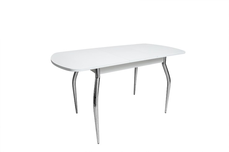 Кухонный стол раскладной ПГ-02СТ белое/белое/крашенные фигурные в Йошкар-Оле - изображение 1