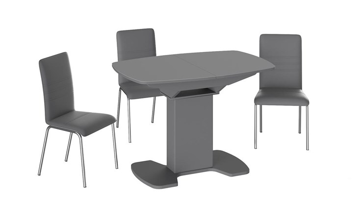 Кухонный стол раздвижной Портофино (СМ(ТД)-105.01.11(1)), цвет Серое/Стекло серое матовое LUX в Йошкар-Оле - изображение 2
