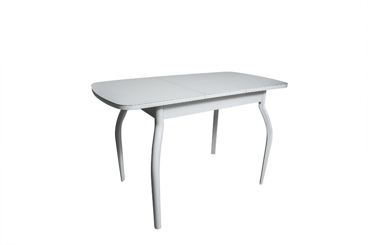 Обеденный раздвижной стол ПГ-01СТ белое/белое/хром фигурные в Йошкар-Оле - изображение 1