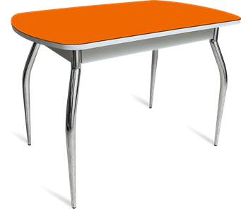 Кухонный обеденный стол ПГ-04 СТ белое/оранжевое/хром фигурные в Йошкар-Оле - предосмотр