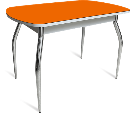 Кухонный обеденный стол ПГ-04 СТ белое/оранжевое/хром фигурные в Йошкар-Оле - изображение
