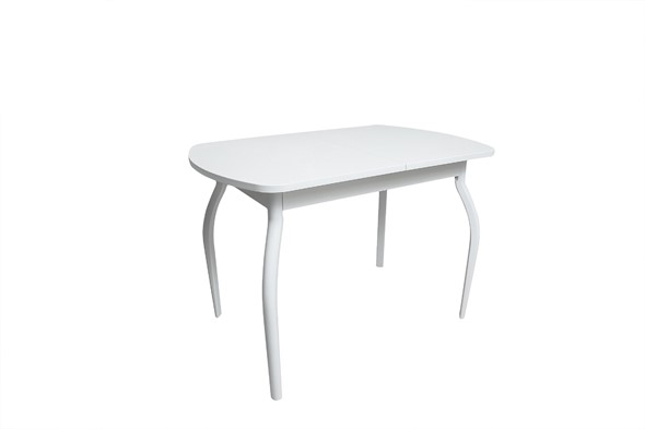 Кухонный стол раскладной ПГ-02СТ белое/белое/крашенные фигурные в Йошкар-Оле - изображение