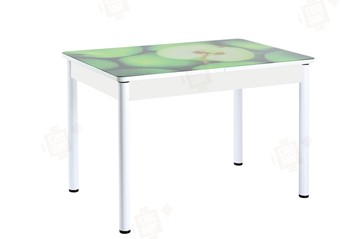 Раздвижной стол Айсберг-02 СТФ, белое лдсп/зеленые яблоки/ноги крашеные в Йошкар-Оле