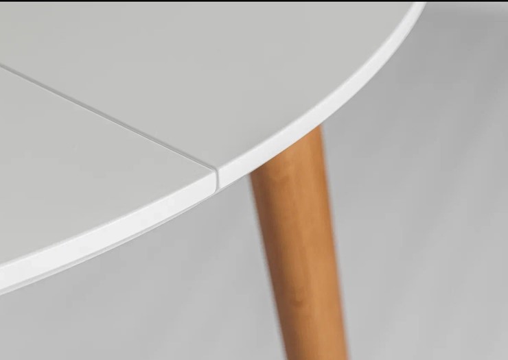 Обеденный круглый раздвижной стол Белая Эмаль д. 100 см МДФ ножки светлый орех в Йошкар-Оле - изображение 19