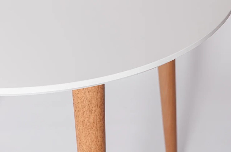 Обеденный круглый раздвижной стол Белая Эмаль д. 100 см МДФ ножки светлый орех в Йошкар-Оле - изображение 21