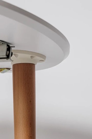 Обеденный круглый раздвижной стол Белая Эмаль д. 100 см МДФ ножки светлый орех в Йошкар-Оле - изображение 2