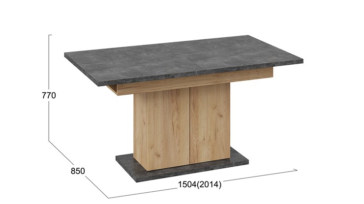 Кухонный стол раздвижной Детройт тип 1 (Дуб Крафт золотой/Ателье) в Йошкар-Оле - изображение 4