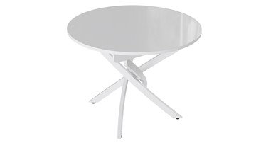 Кухонный стол раскладной Diamond тип 3 (Белый муар/Белый глянец) в Йошкар-Оле - предосмотр
