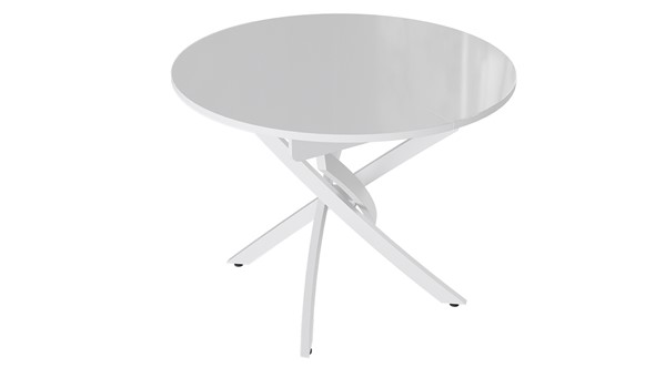 Кухонный стол раскладной Diamond тип 3 (Белый муар/Белый глянец) в Йошкар-Оле - изображение