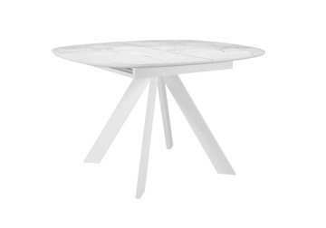 Кухонный раскладной стол DikLine BK100 Керамика Белый мрамор/подстолье белое/опоры белые в Йошкар-Оле