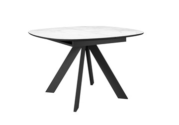 Кухонный стол раздвижной DikLine BK100 Керамика Белый мрамор/подстолье черное/опоры черные в Йошкар-Оле